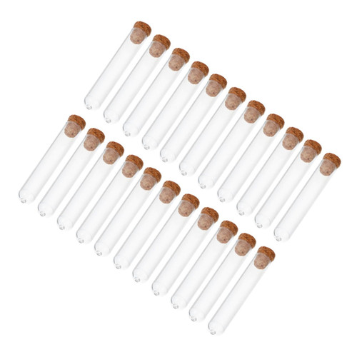 FELTECHELECTR Plastic Test Tubes 40pcs Wooden Plug Test Tube Science Tubes with Cap Small Test Tube Lab Test Tubes Plastic Testing Tubes Science Test Tubes Laboratory with Cover Cork Tube