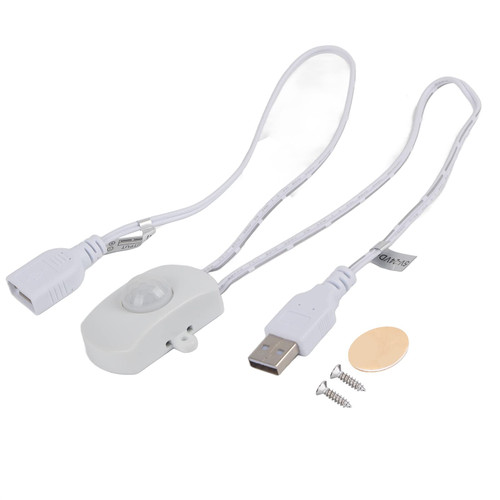 2A DC 5?24V Mini PIR Infrared Motion Sensor Switch, Detector Automatic Switch LED Strip USB Interface, for The Motion Activated Lighting(White)