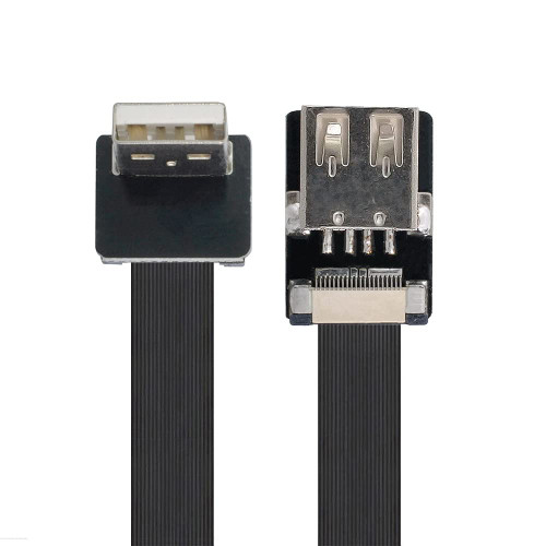 Xiwai 0.5m Up Angled USB 2.0 Type-A Male to Female Extension Data Flat Slim FPC Cable for FPV & Disk & Scanner & Printer