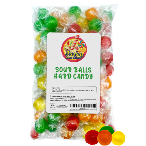 Sour Balls Hard Candy - 1 Pound Individually Wrapped - Bulk Assorted Fruit Candies - Orange, Lemon, Strawberry, Cherry, Green Apple Flavors - Sour Treat for All Ages Sour Balls Hard Candy - 1 Pound Individually Wrapped - Bulk Assorted Fruit Candies - Orange, Lemon, Strawberry, Cherry, Green Apple Flavors - Sour Treat for All Ages
