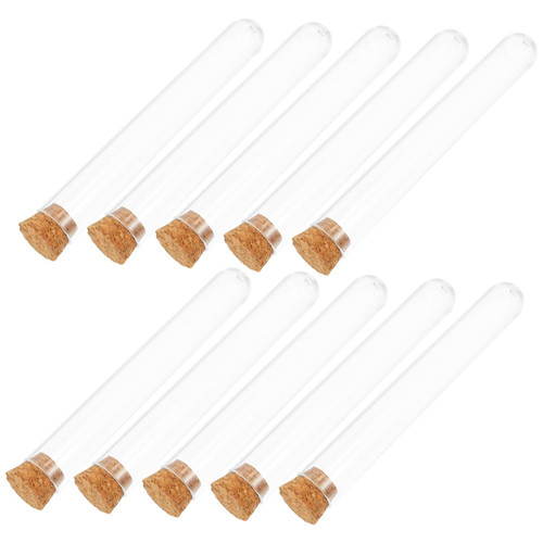 Hohopeti 30pcs Wooden Plug Test Tube Experiment Liquid Tubes Beads containers Graduated Test Tube Bottles with Cork Clear Candy Tubes Glass Tubes Plastic vials Test Tube Organizer Scale jar