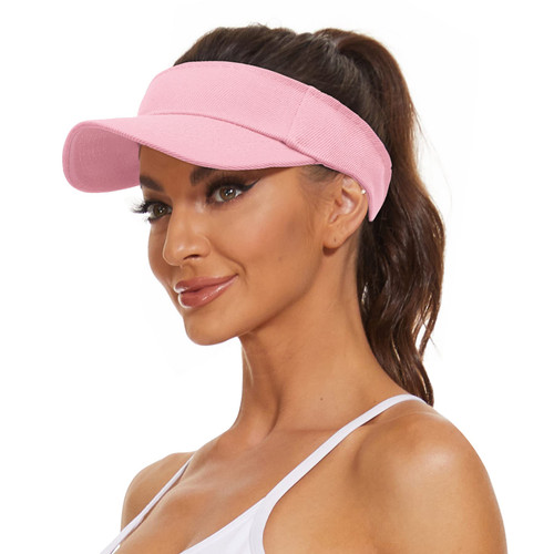 Zando Womens Visor Hats for Women Sun Visors for Women Sports Adjustable Visor Hat Unisex Running Cap Summer Hat Beach Hats for Women Sun Protection Caps for Women Cotton Visors Pink Visor for Men