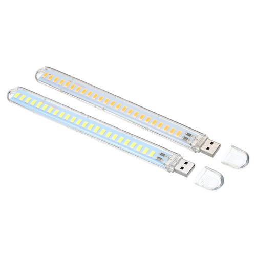 PATIKIL USB Night Light, 2 Pack Portable Plug-in Mini LED Lamp Stick with 24 Lamp Beads for Home Decor Reading Sleeping Camping, White/Warm White