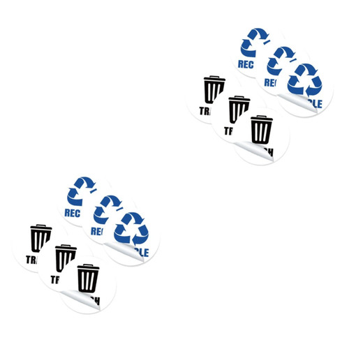 MAGICLULU 2 Sets 6 Garbage Classification Label Waste Bin Stickers Waste Sorting Stickers Trash Can Label Recycling Sticker Label Stickers Trash Can Decals Category Stickers PVC Garbage Can