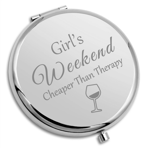 Girls Trip Gifts for Women Silver Compact Mirror Girls Weekend Gift Girls Getaway Gifts Travel Gifts Pocket Mirror Trip Gift for Best Friends Sister Bestie Gift Christmas Birthday Gifts Mini Mirror