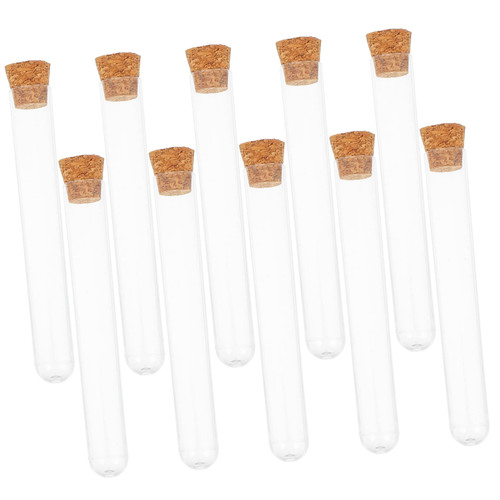 FELTECHELECTR 30pcs Wooden Plug Test Tube Science Test Tubes Beads Containers Tube with Cork Testing Tubes Candy Containers Clear Test Tubes Clear Candy Tubes Centrifuge Tube Plastic with Hat