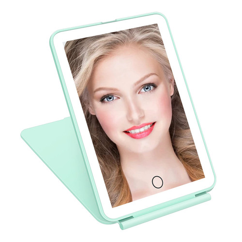 deweisn LED Makeup Mirror for Travel, 32 LEDs Lighted Vanity Mirrors with Dimmable Lighting,Compact, Slim, Rechargeable Lighted Mirror, Folding Makeup Mirror for Beauty (Green) deweisn LED Makeup Mirror for Travel, 32 LEDs Lighted Vanity Mirrors with Dimmable Lighting,Compact, Slim, Rechargeable Lighted Mirror, Folding Makeup Mirror for Beauty (Green)