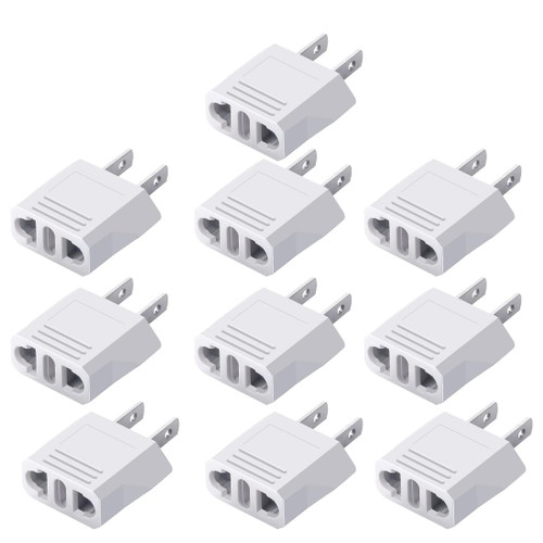 JORINDO (White-10pcs) American Standard Plug to 2 Hole sockets Travel Conversion Plugs,EU Socket to US Plug?Adapter Europe to USA, Europe to America Travel Socket Plug Adapter?US Plug Converter