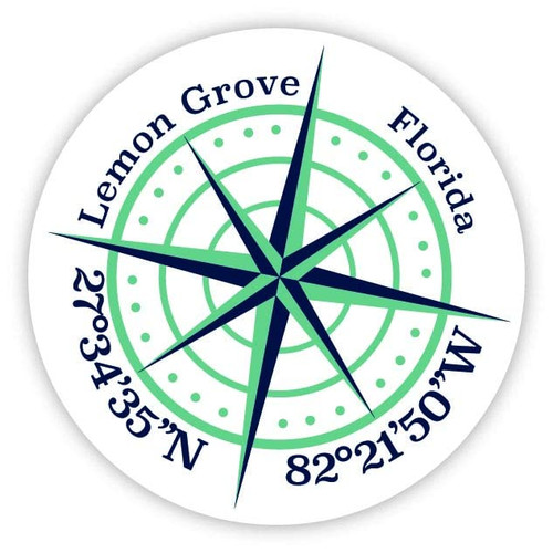Lemon Grove Florida 4-Inch Vinyl Decal Sticker Latitude Longitude Compass Design