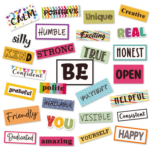 Whaline Motivational Classroom Cutouts Colorful Inspirational Quotes Bulletin Board Decorations Growth Mindset Cut-Outs Positive with Glue Points for School Office Home Chalkboards Wall Decor