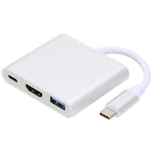 4K 3 in 1 TypeC Docking Station TypeC to HDMI CompatibleUSBPD MultiPort Adapter,TypeC to USB Adapter TypeC MultiPort Adapter. (Silver)