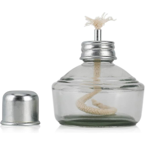 Alcohol Burner Lamp 150ml Glass Bunsen Burning with Cotton Wick and Metal Cap, Portable Lab Equipment Heating Bottle for Science Experiments, Home and Camping