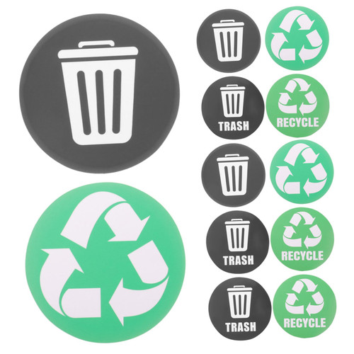 Healvian 12pcs Garbage Sign Stickers Removable Stickers Recycling Sticker Garbage Can Emblems Trash Sorting Sticker Waste Bin Sticker Recycle Bin Labels Recycle Trash Bin Sticker Recyclable