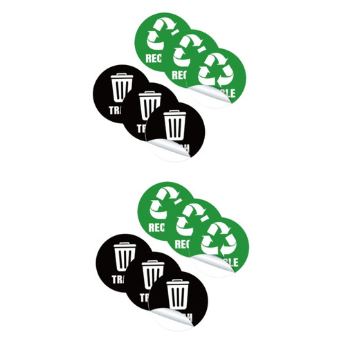 Operitacx 2 Sets 6 Garbage Classification Label Garbage Can Sticker Recycle Trash Can Decal Waste Bin Decals Recycling Sorting Sticker Signs Decals Recycle Label Recyclable PVC Label Sticker
