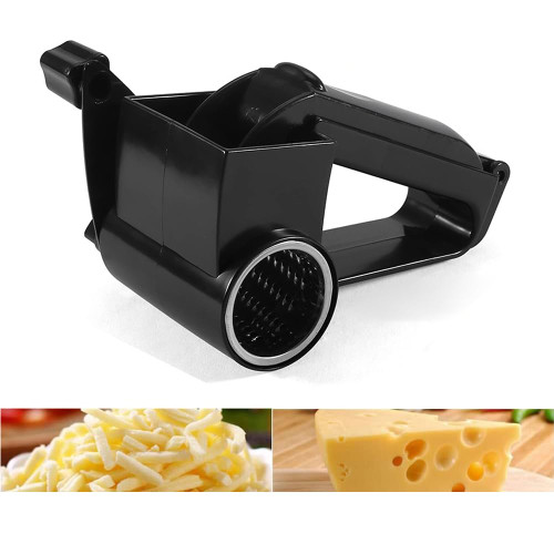 Cheese Grater Hand Crank, Cheese Grater with Handle, Parmesan Cheese Grater, Handheld Rotary Cheese Grater, Olive Garden Cheese Grater for Hard Cheese, Chocolate, Nuts (Black)