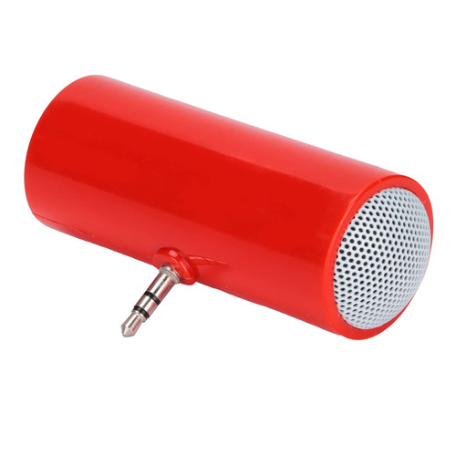 PUSOKEI Mini Speaker, Stereo Mini Speaker Wireless Speaker Bluetooth Speaker, Portable Wireless Plug in Speaker for Smart Phones, Tablets, Laptops, PCs, 3.5 mm Audio Jack (red)