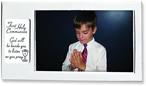 Cathedral Art W338 First Holy Communion Silver Satin Picture Frame, 8 by 5-Inch