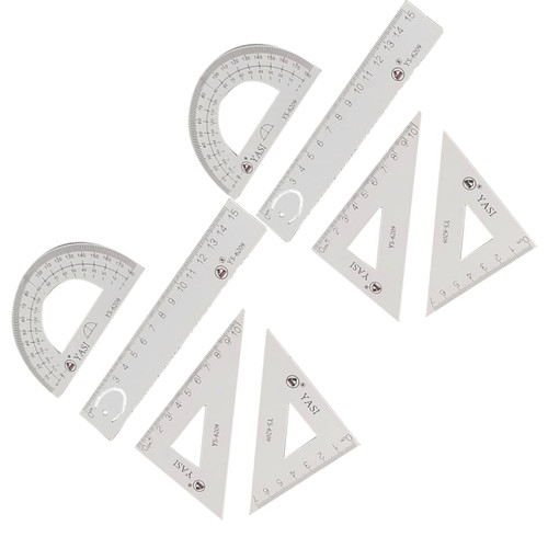 2 Set Math Geometry Tool Linear Ruler Geometry Stationery Protractor Triangle Plate Student Precision Triangle Board