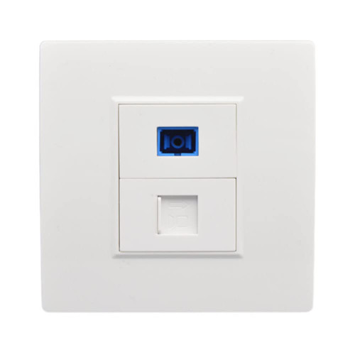 Network Socket, Ethernet RJ45 LAN Cable Faceplate Networking Port Face Plate Jack Panel Socket Box for Ethernet Cable Installation Fiber SC Optical Interface Internet Outlet for Internet Connection