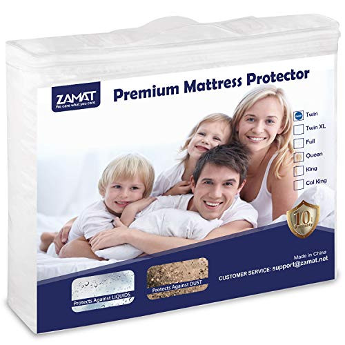 ZAMAT Premium 100% Waterproof Mattress Protector, Breathable & Noiseless Mattress Pad Cover, Fitted 14"-18" Deep Pocket, Hypoallergenic | Dust Proof | Cotton Terry Mattress Encasement (Twin) ZAMAT Premium 100% Waterproof Mattress Protector, Breathable & Noiseless Mattress Pad Cover, Fitted 14"-18" Deep Pocket, Hypoallergenic | Dust Proof | Cotton Terry Mattress Encasement (Twin)
