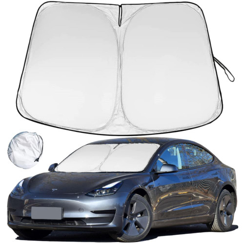 YDOTUSE Tesla Model 3 Windshield Sunshade, 240T Polyester for Front Tesla Model Y Window Sun Shade Cover Blocks UV Heat, Folding Sun Visor Protector Keeps Tesla Model 3/Y Cool 2016-2023