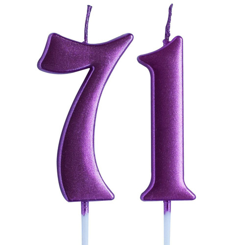 Pink 71st Birthday Candle, Number 71 Years Old Candles Cake Topper, Woman Party Decorations, Supplies