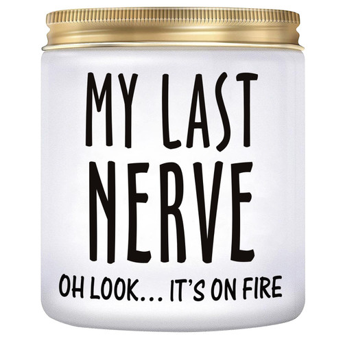 Birthday Gifts for Women, Funny Gifts for Mom Aunt Sister - 7oz My Last Nerve Candle - Bday Christmas Presents for Her, Best Friends, Girlfriend, Wife, Grandma, Teachers, Aunt, Boss Lady And Coworkers Birthday Gifts for Women, Funny Gifts for Mom Aunt Sister - 7oz My Last Nerve Candle - Bday Christmas Presents for Her, Best Friends, Girlfriend, Wife, Grandma, Teachers, Aunt, Boss Lady And Coworkers