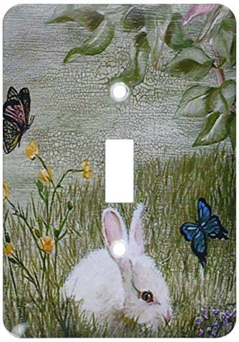 3dRose lsp_44347_1""Bunny Rabbit In Grass With Butterflies Flying Nearby" Toggle Switch