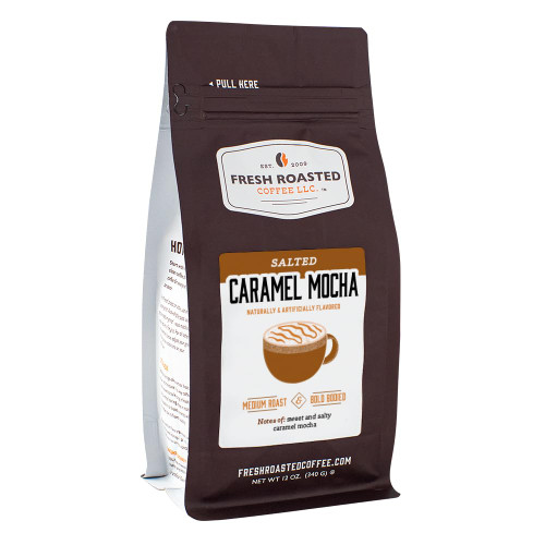 Fresh Roasted Coffee, Salted Caramel Mocha Flavored Coffee, 12 oz, Medium Roast, Kosher, Whole Bean Fresh Roasted Coffee, Salted Caramel Mocha Flavored Coffee, 12 oz, Medium Roast, Kosher, Whole Bean