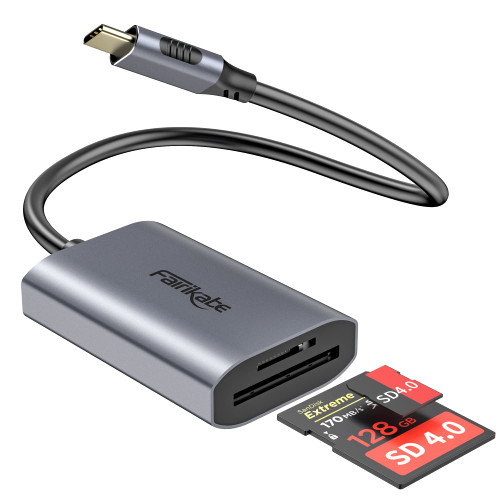 USB C SD 4.0 Card Reader, UHS-II 2-in-1 USB C to SD Card Reader, USBC Micro SD Memory Card Reader Compatible with Thunderbolt 3 for TF, SD, SDXC, SDHC, RSMMC, Micro SDXC, Micro SDHC, UHS-II Cards
