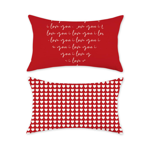 TAJWE Valentines Day Pillow Covers 12x20 Set of 2 I Love You Wedding Valentine's Heart Pillows Red Decorative Throw Lumbar Cushion Cases for Couch Home Decorations