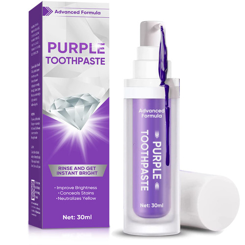 Purple Toothpaste for Teeth Whitening, Teeth Whitening Toothpaste, Teeth Whitener for Sensitive Teeth, Stain Removal and Fights Bad Breath,01A