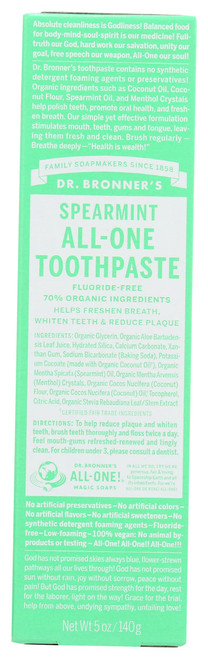 Dr. Bronner's Spearmint Toothpaste 5 oz (Pack of 1)