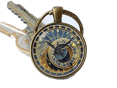 Bloody devil Art Picture Key Chains?Clock keychain Prague clock key ring Clock jewelry Steampunk key chain Clock pendant Steampunk gift Steampunk keyring Old clock Antique,Gift of love