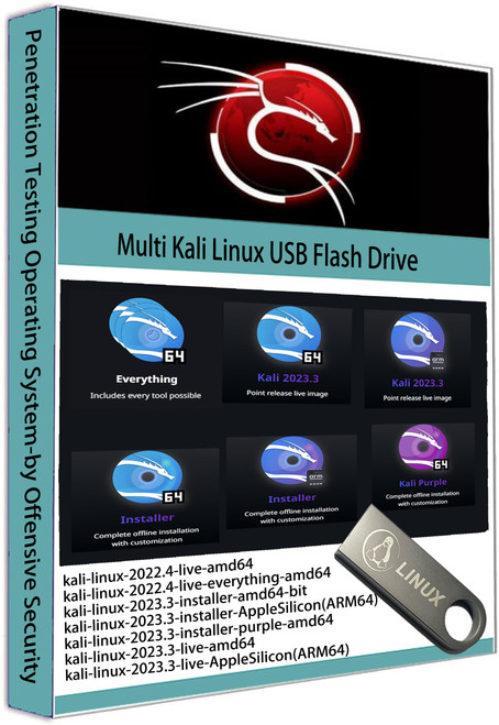 Multi Kali Linux Live 64 GB Boot USB 2022.4-Live | 2023.3-Live | Kali Purple | 2023.3-Installer | Penetration Testing Operating System