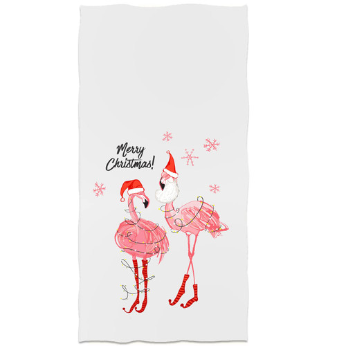 IUOCFER Christmas Flamingos with Santa's Hat Hand Towels and Pink Animals Bath Towels Highly Absorbent Kitchen Dish Towels for Household Daily Use | Home Decoration | Gym Spa