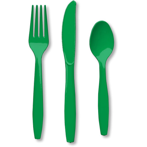 Heavy-Duty Cutlery 24/Pkg-Emerald Green