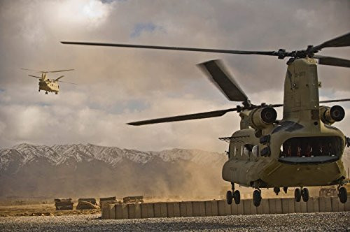 Posterazzi Poster Print Collection US Army CH-47 Chinook Helicopters Depart a Military Base in Afghanistan Stocktrek Images, (17 x 11), Multicolored