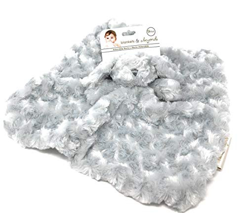 Blankets and Beyond Gray Rosette Bunny Nunu Baby Security Blanket