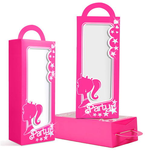 XIAMOOR 12 Pack Hot Pink Girl Party Favor Boxes Princess Theme Party Favors Bag Hot Pink Gift Box Goodie Bag Candy Treat Boxes Pink Birthday Bachelorette Party Decorations Supplies For Girls Women