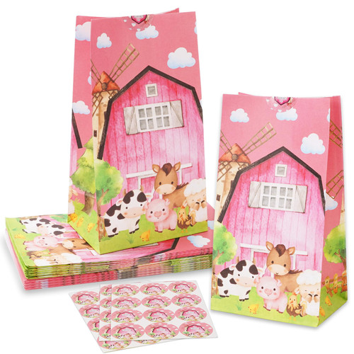 Whaline 24Pcs Pink Farm Animals Party Favor Bags Farmhouse Theme Gift Bags with Tag Sticker Decals Barnyard Goodie Bags Paper Treat bags for Baby Shower Birthday Gender Reveal Party Supplies Gift Wrap Whaline 24Pcs Pink Farm Animals Party Favor Bags Farmhouse Theme Gift Bags with Tag Sticker Decals Barnyard Goodie Bags Paper Treat bags for Baby Shower Birthday Gender Reveal Party Supplies Gift Wrap