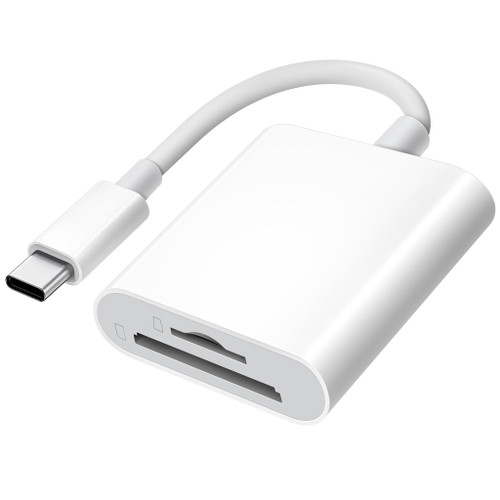 USB C SD Card Reader for iPhone 15/iPad/MacBook/Mac, xdgeLoad Dual Slot Type C Reader Supports SD and Micro SD Memory Card Adapter, Trail Camera Viewer Plug and Play - 2 Port