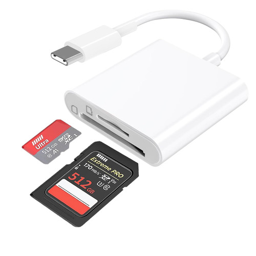 USB C SD Card Reader for iPhone 15, Dual Card Slot Type C to SD/TF Card Camera Memory Reader Adapter for iPhone 15 Plus 15 Pro Max iPad 10 iPad Pro, Fast Transfers Trail Game Camera Viewer, Plug&Play