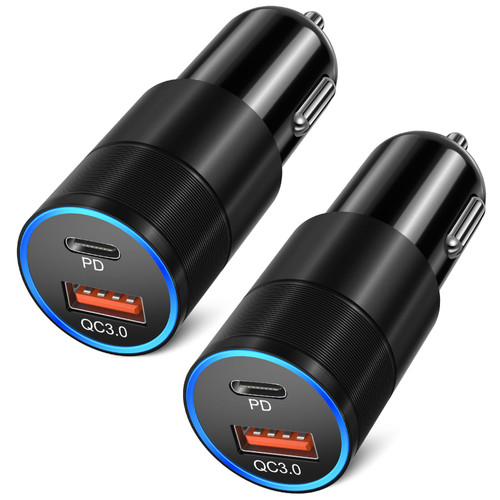 USB C Car Charger[2 Pack], Bangfun 36W Cigarette Lighter Adapter USB Charger Fast Charging Dual Port [PD+QC 3.0] 12V USB Car Phone Chargers for iPhone 15 14 13 12 11 Pro Max, Samsung S23 S22 A53 A14