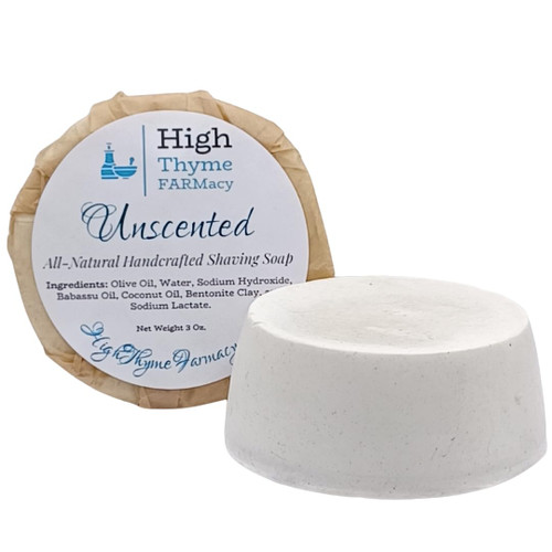 Unscented Shaving Soap Puck - 3 Ounce Bar of Unscented Soap for Shaving - Palm Oil Free Shave Soap Puck - Made in the USA
