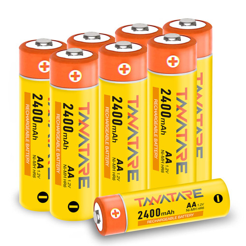 Tanatare Rechargeable AA Batteries (8 Count) 2400mAh NiMH AA Recharegeable Batteries, High Capacity, Pre-charege