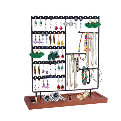 Suneed Earring Holder Organizer Jewelry Display Stands Earring Organizer Stand Jewelry Holder Organizer, Earring & Necklace Jewelry Towel Organizer Display Tree (Upgrade-Black)