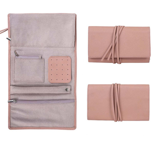STRSTAR Travel Jewelry Organizer Case Foldable Jewelry Roll Portable Journey Daily Jewelries Storage for Rings, Necklaces, Earrings, Bracelets (Pink) STRSTAR Travel Jewelry Organizer Case Foldable Jewelry Roll Portable Journey Daily Jewelries Storage for Rings, Necklaces, Earrings, Bracelets (Pink)