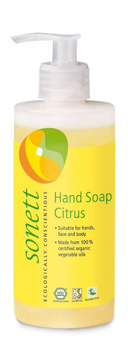 Sonett Organic Hand Soap Citrus, Lavender, Sensitive, Calendula, Rose and Foam Soap, 1 Count and 6 Count (Citrus, 1 Count)