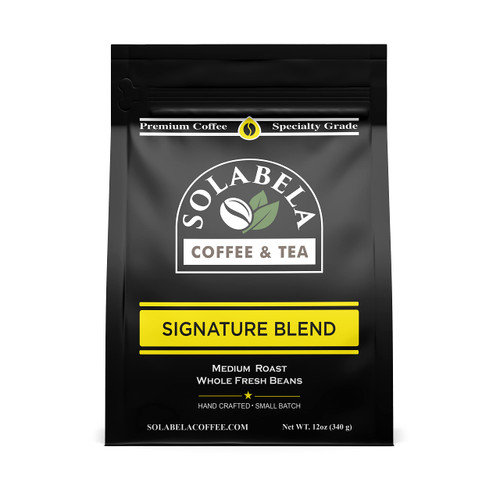 Solabela Gourmet Coffee - Signature Blend - Medium Roast - Whole Bean Coffee - 100% Arabica Beans - Low Acidity and Non-GMO - 12oz bag